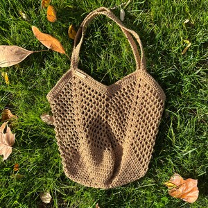 Crochet Market Bag - Reusable Shopping Bag - Sustainable Cotton Tote Bag