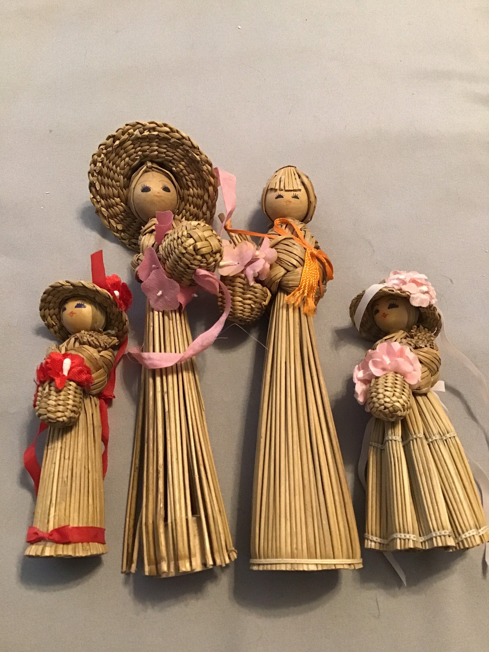 Vintage Straw dolls set of 4 Etsy