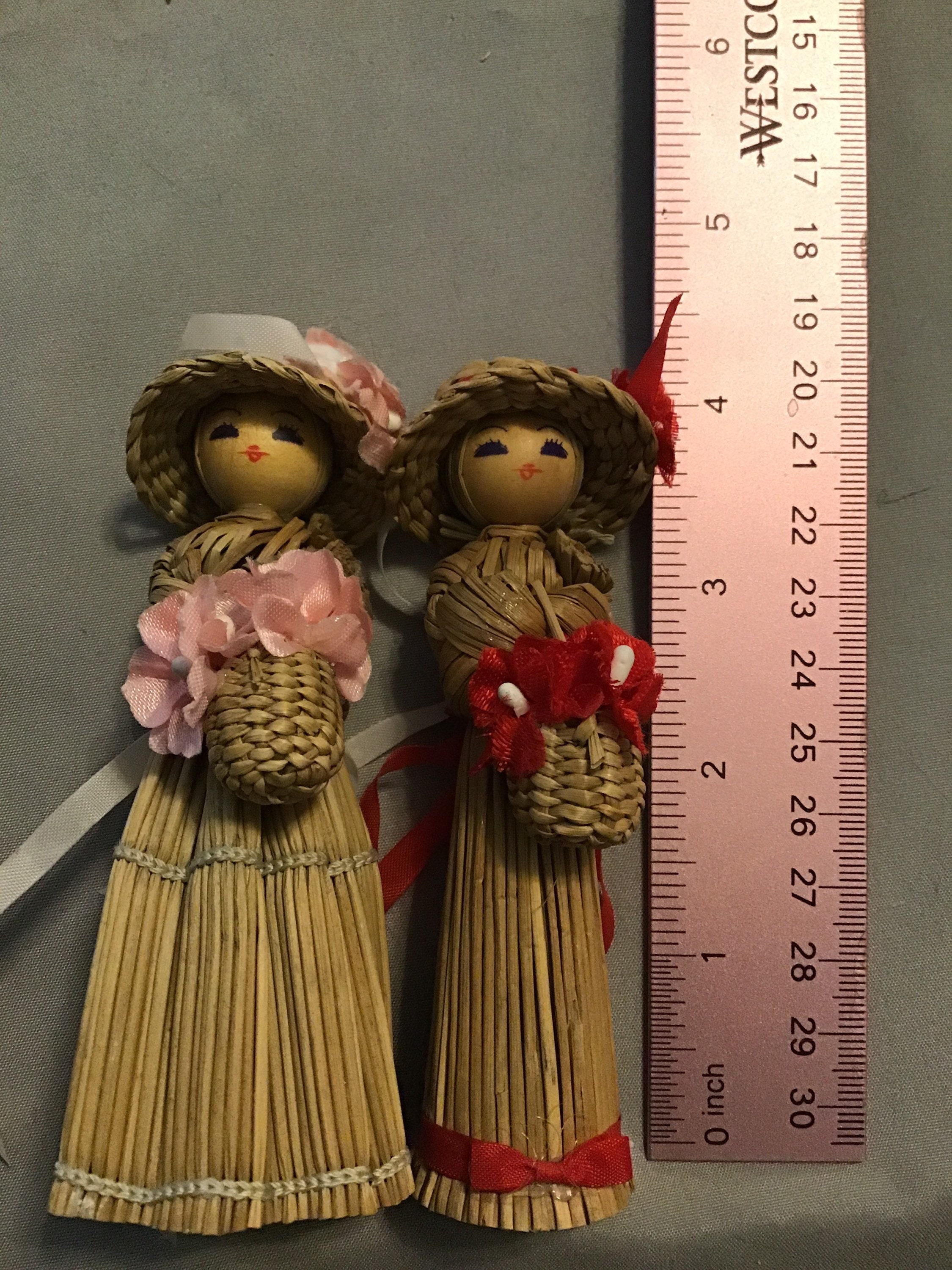 Vintage Straw dolls set of 4 Etsy