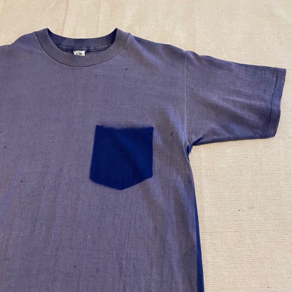 Vintage '80s-'90s blue faded tee - image 3