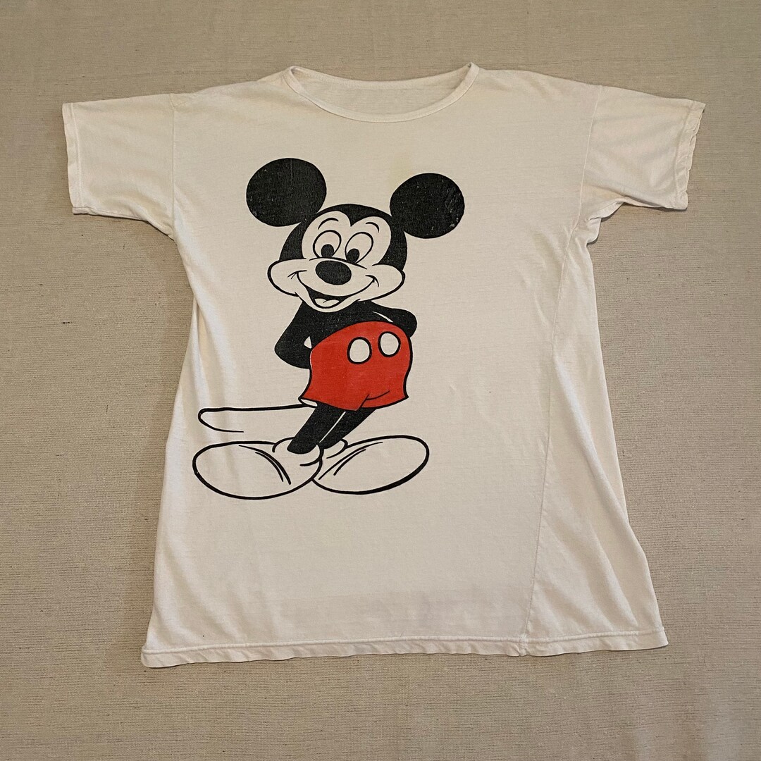 Vintage 80s White Bootleg Mickey Mouse Graphic T-shirt - Etsy