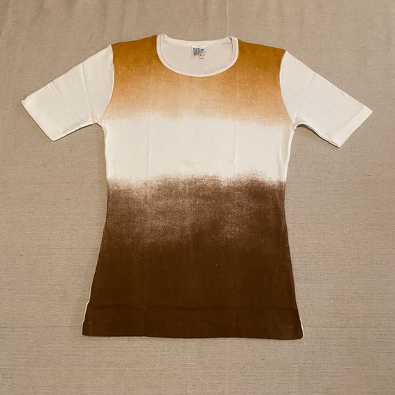 Deadstock vintage '70s brown & white t-shirt - image 1