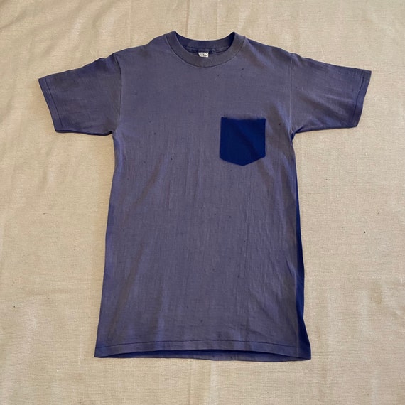 Vintage '80s-'90s blue faded tee - image 1