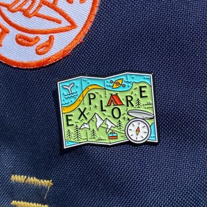 Adventure Map, Explore enamel pin badge, a great gift for the adventurous... image 1