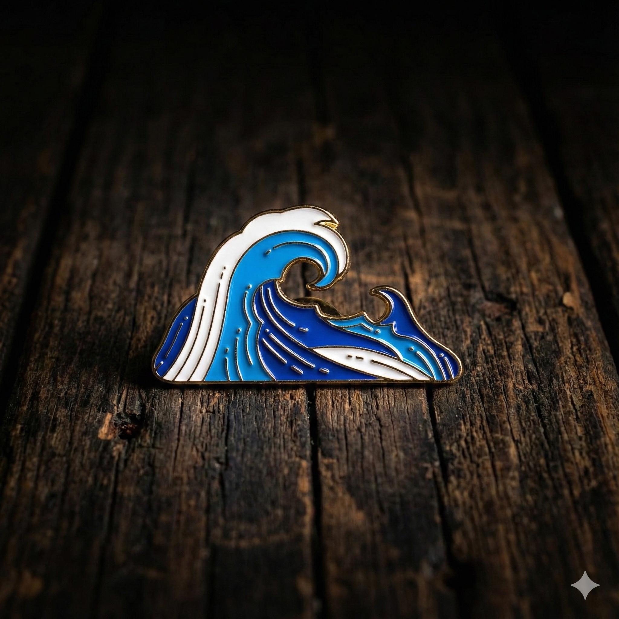 Wave Enamel Pin Badge, Designed by Cold up North - Etsy