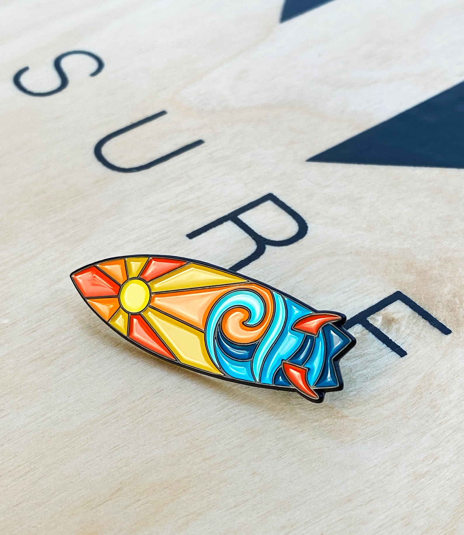 Hawaii Surfing Gifts featured by top Hawaii blog, Hawaii Travel with Kids: Enamel Pin Surf Van Summer Sea Sunset image 5