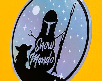 Snow Mando holographic foil sticker, for all those festive Mandalorian fans...