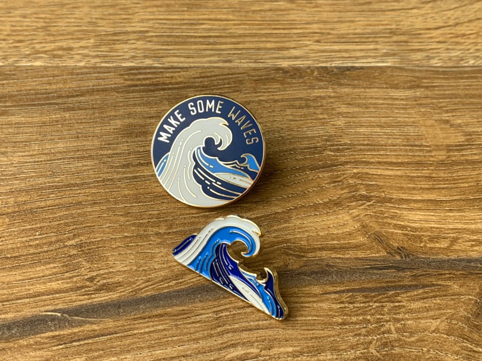 Blue Waves Enamel Pin Badges, Designed by Cold up North - Etsy