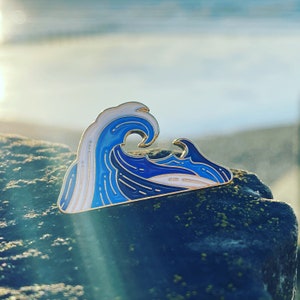 Wave enamel pin badge, designed by Cold up North