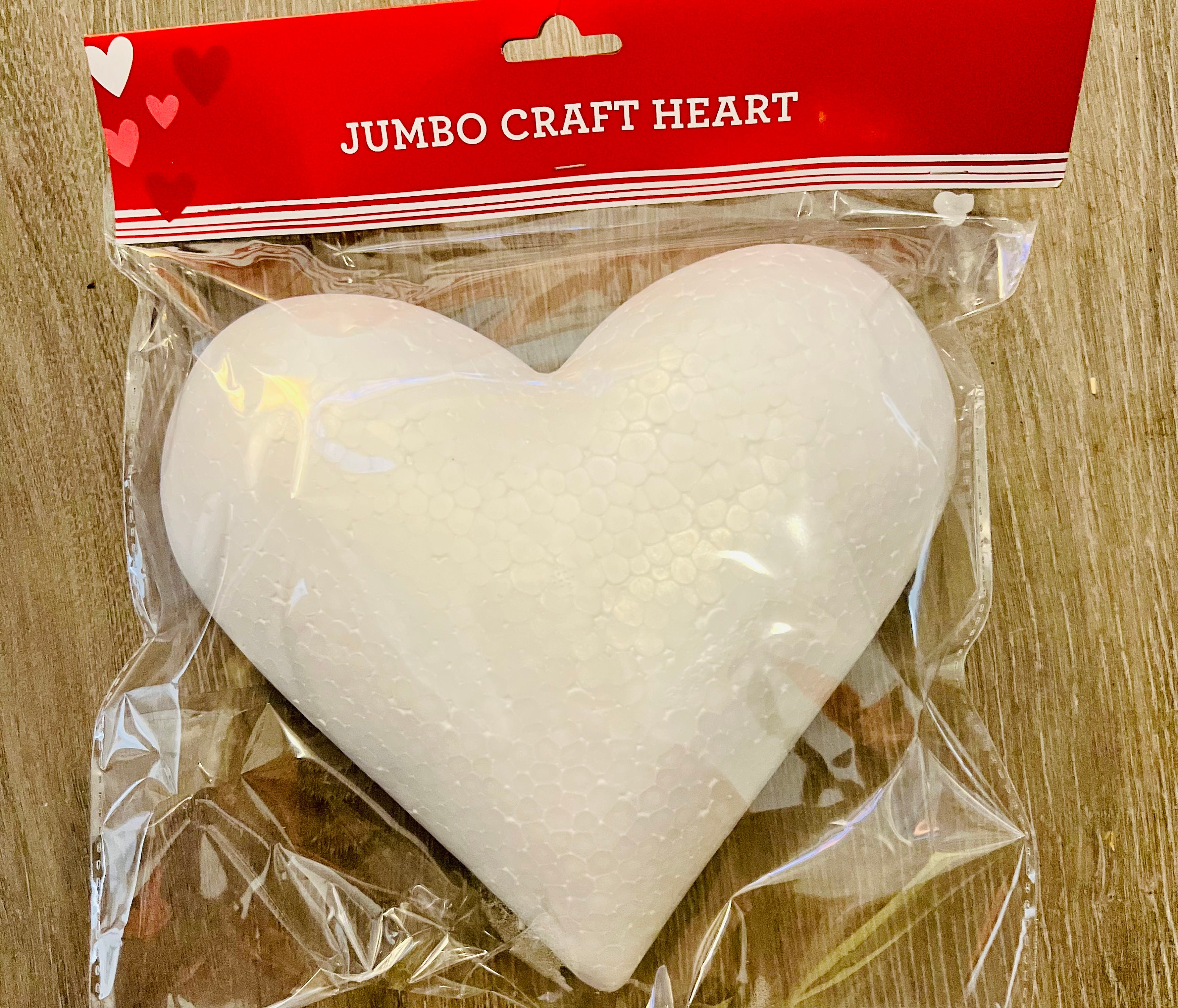 Styrofoam-heart, 30 cm, flat – MosaiikkiMyymälä