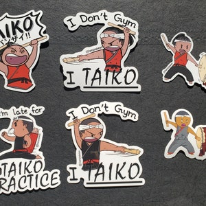 Taiko Japanese Drumming Chibi Stickers Notebook Water Bottle Scrapbook Laptop