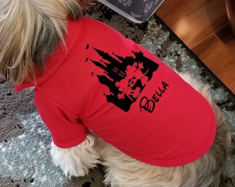 Polo personalizado para mascotas con diseño de castillo de ratón / Ropa para perros y gatos pequeños