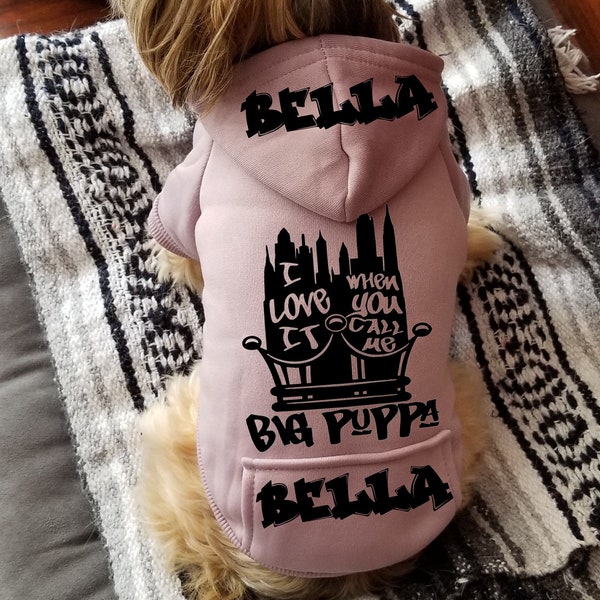 Big Puppa Hoodie | Dog Coat | Biggie Smalls Dog Shirt | Dog Clothes | Notorious BIG | Dog Sweater | Sphynx Clothes | Pet's Name | Custom