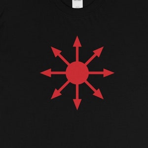 Chaos T-shirt, 100% Cotton Adult T-Shirt,  star of chaos shirt, black magic shirt, red on black t-shirt, chaos star t-shirt, red star shirt,