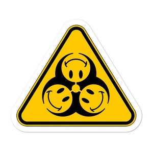 Biohazard Symbol Rave Biohazard Sticker, Trippy Smiley Face Sticker, Bio-hazard Logo Sticker ...