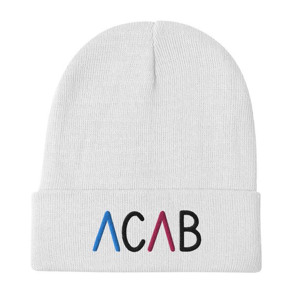 ACAB Beanie, FUCK the POLICE Hat, Anti Police Brutality Embroidered Beanie, Anarchist Cool Gift, Women White Beanie, women acab clothing