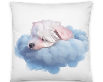 Puppy Sleeping on a Cloud Square Pillow, Dog Sleeping Pillow, Puppy Sleeping Cloud Gift, Puppy Owner Gift, Cute Puppy Gift, Gift for Girl,