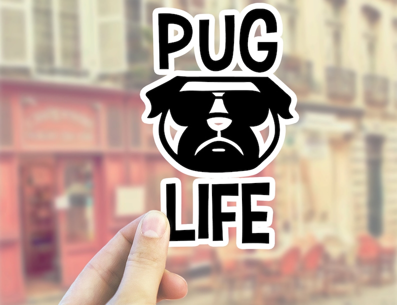 Laptop Sticker Planner Sticker Vinyl Sticker Pug Laptop Decal Puppy Sticker Waterbottle Sticker Puppy Vinyl Pug Life Pug Sticker