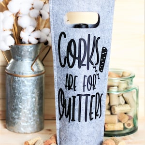Gray Felt Wine Bottle Bag