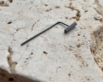 Long vertical triangular bar silver or black silver threader earring | modern minimalist jewelry | gift | Single earring