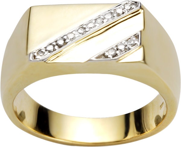 Mens 9ct clearance gold diamond ring