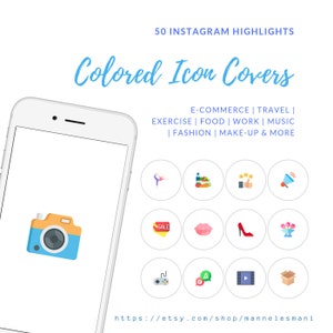 50 Colored Instagram Story Highlight Icons, Instagram Highlight Covers, Instagram Highlights, Instagram Highlight Icons, E-commerce Icons