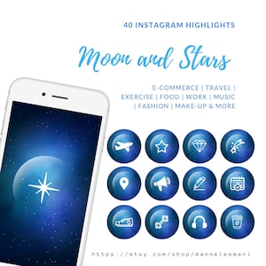 50 Moon and Stars Instagram Highlight Icons, Instagram Highlight Cover, Instagram Highlights, Instagram Icons, Instagram E-commerce Icons