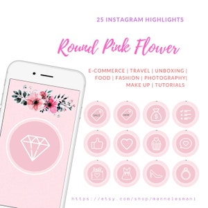 25 rosa Instagram Highlights Icon, Blume Instagram Highlights Icon, Girly Instagram Icons, Instagram Highlight Covers, E-Commerce IG Icons
