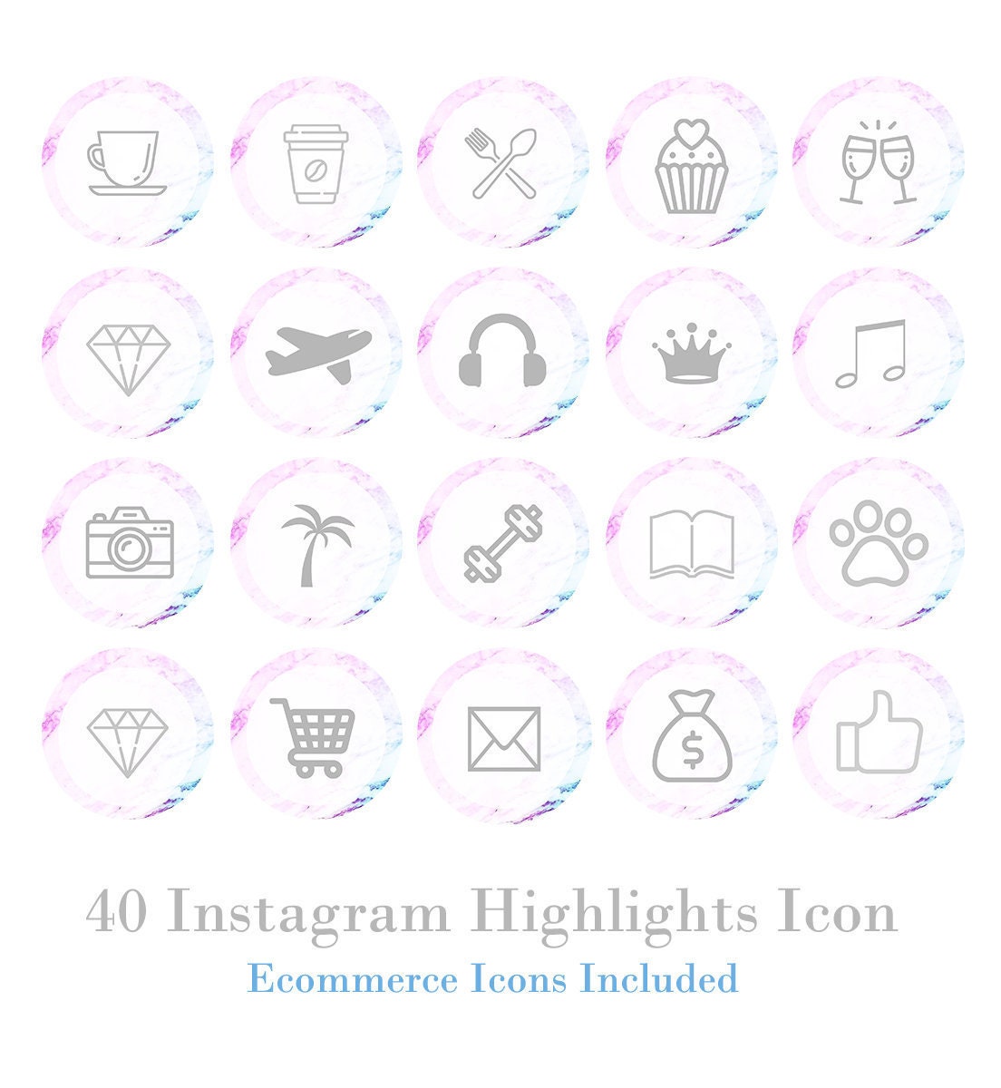 40 Watercolor Marble Instagram Highlight Icons 10 Instagram - Etsy