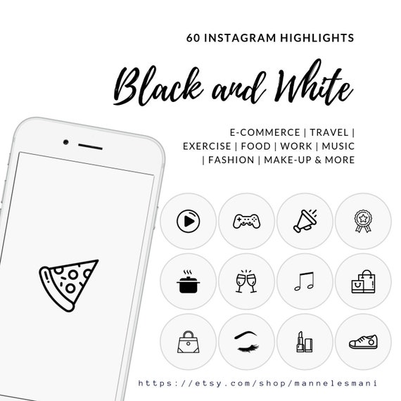 60 Schwarz Weiss Highlight Icons Instagram Highlight Cover Etsy