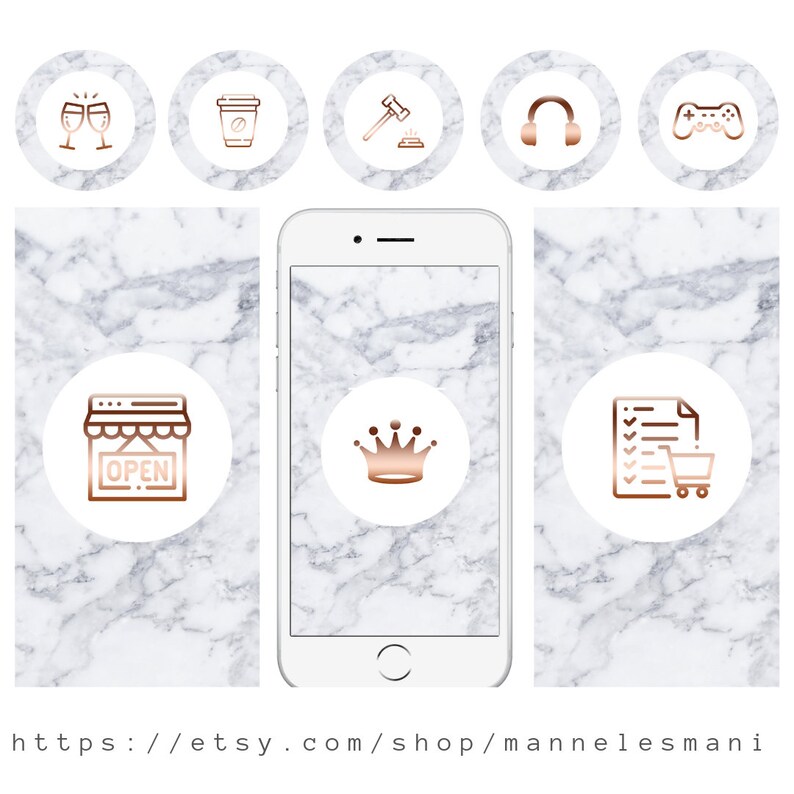 62 White Marble Rosegold Instagram Highlight Icon Instagram Etsy
