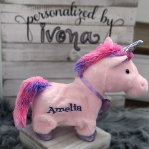 Starry Sparkle™ Unicorn Personalized Singing and Animated Plush Toy/Musical Plush Toy/Personalized Birthday Gift for Girl/Walking Unicorn