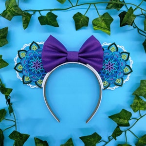 Blue Flower Mandala Mouse Ears | 3D Printed Ears | Flower and Garden