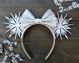 Frozen White Snowflake  3D printed mouse ears | theme park headband | Mickey | Minnie