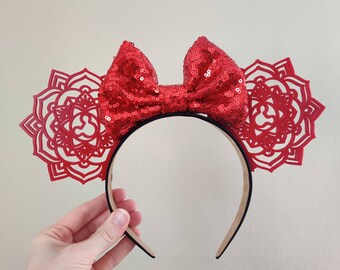 Red Mandala Mouse Ears | 3D Printed Ears | Christmas
