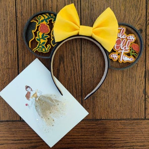 Enchanted Rose Mouse Ears 3D Printed Ears Beauty and the Beast Inspired Belle image 6