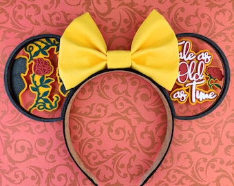 Enchanted Rose Mouse Ears | 3D Printed Ears | Beauty and the Beast Inspired | Belle