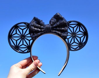 Black Epcot Mouse Ears | 3D Printed Ears | WDW | Spaceship Earth Inspired