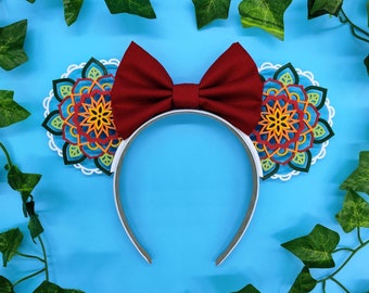 Red Flower Mandala Mouse Ears | 3D Printed Ears | Flower and Garden Festival