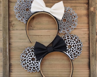 B&W Mandala Mouse Ears | 3D Printed Ears | Boho | Mickey | Minnie