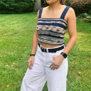 Knit Square Neck Crop Top, Summer Tank Top, Festival Crop Top, Striped Knit Top