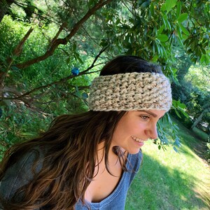 Knitted Headband, Beige Knit Ear Warmer, Knitted Winter Headband, Winter accessory image 1