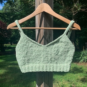 Green Bralette, Knit Festival Top, Knit Crop Top, Summer Tank Top