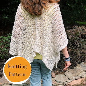Knitting Pattern – Open Knit Cardigan, Kimono Style Summer Sweater, Easy Beginner Cardigan Pattern PDF