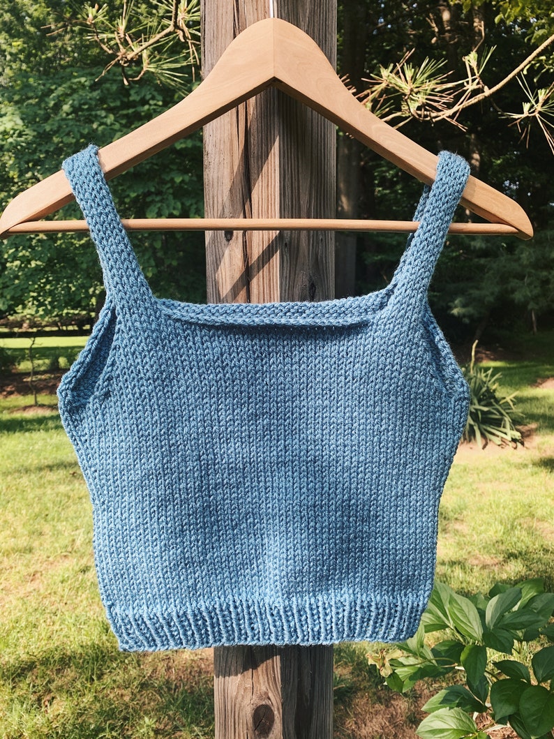 Blue Knit Tank, Knit Summer Shirt, Crop Top, Knit Crop Top - Etsy