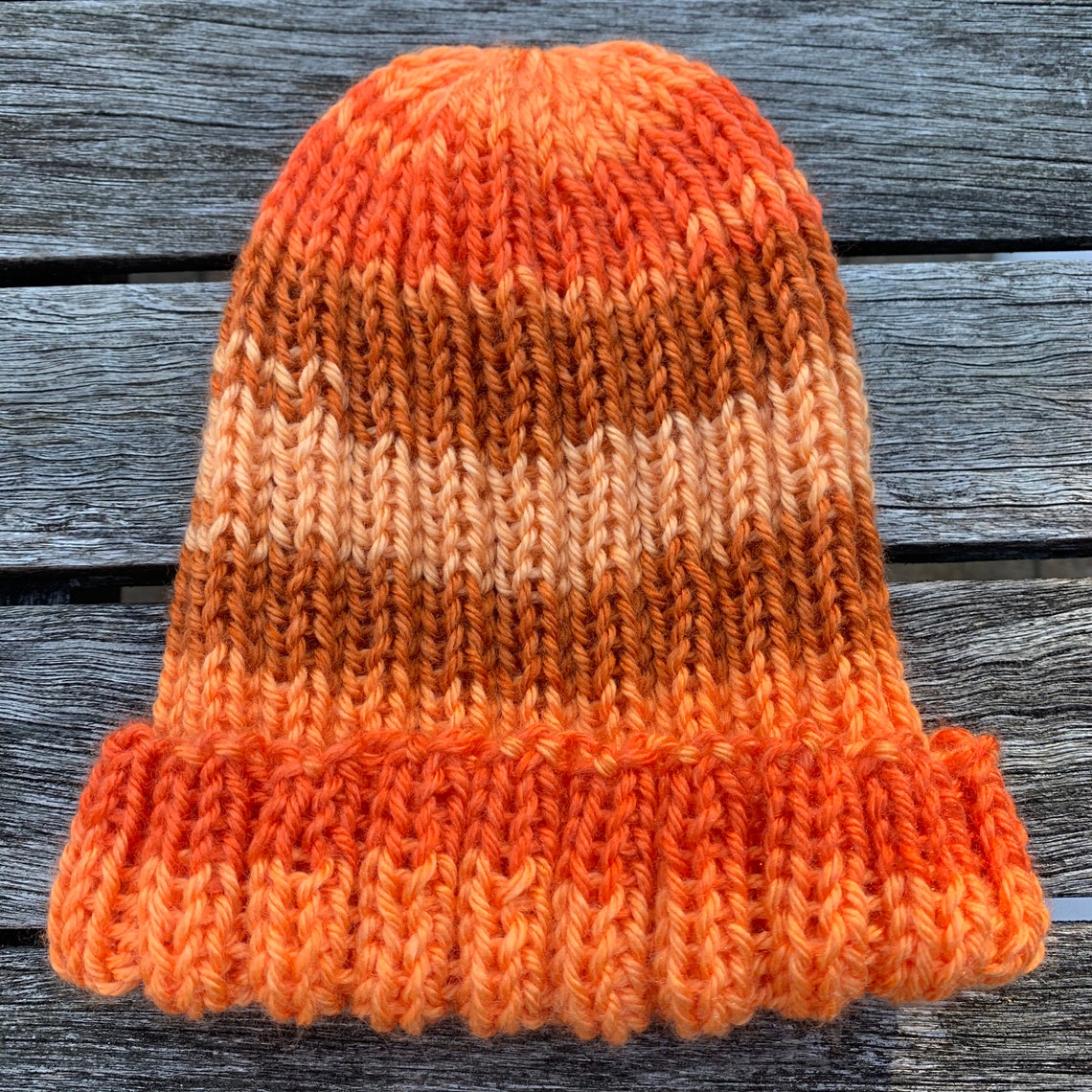 Burnt Orange Knit Beanie, Orange Knit Hat, Orange Winter Beanie, Winter