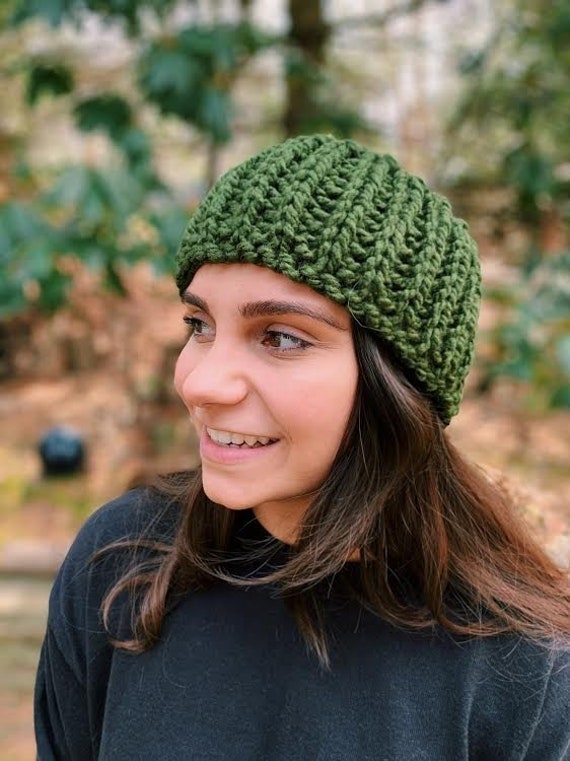 Hand Knit Green Headband – Ribbed Winter Ear Warmer, Cozy  display picture 1