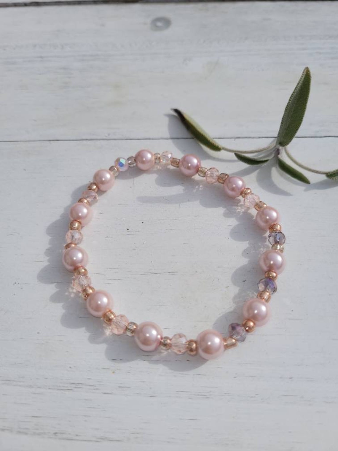 [Easton Elle] Stretch Beam Bracelet- Pearl with Black main image 1