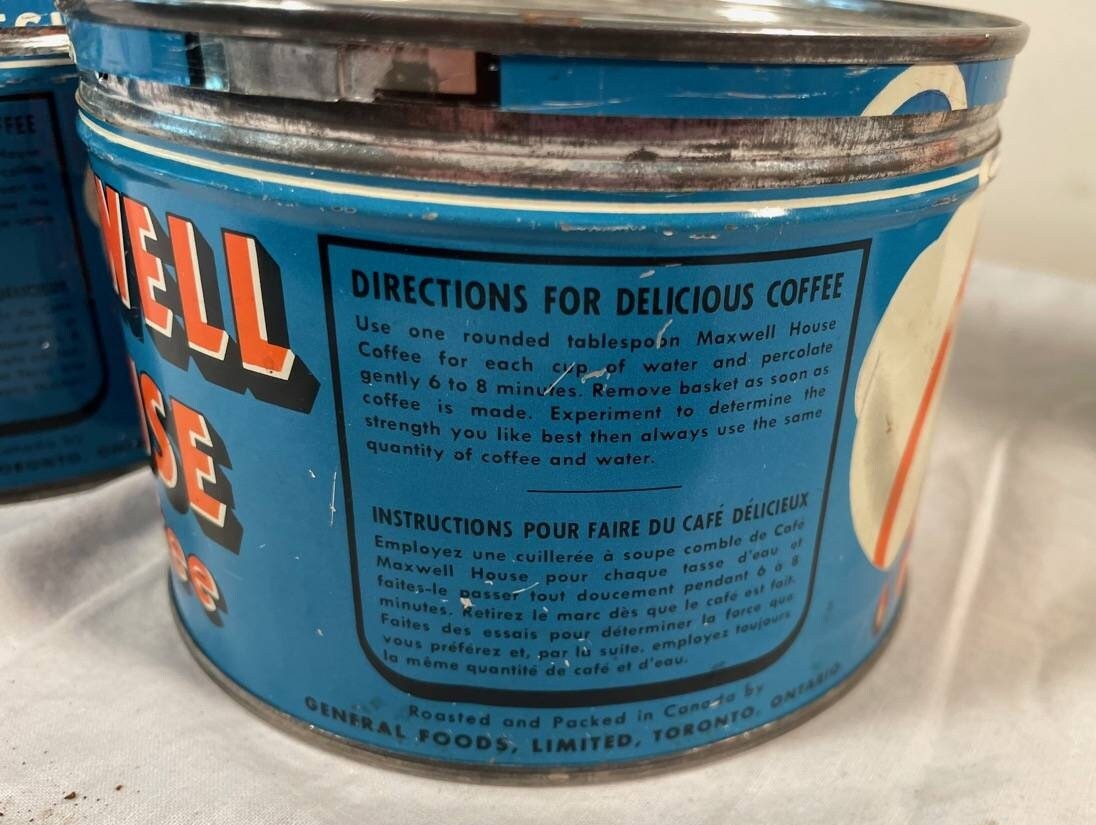 Maxwell House Coffee 1950s Vintage Tin - Retro Kitchen Decor