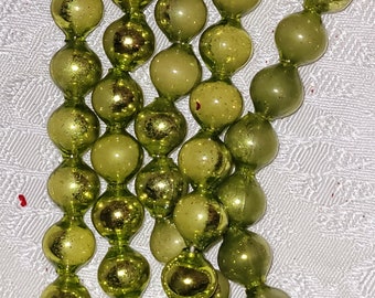 Antique Mercury Glass Green Garland, Christmas, All Occasion, 9ft Large Beads